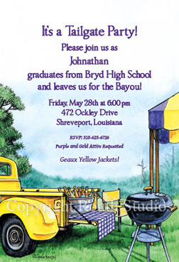 Purple and Gold Tailgate Invitation Invitations